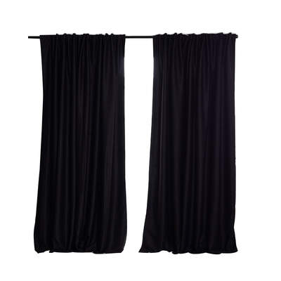 2X Blockout Curtains 132cm x 213cm- Black