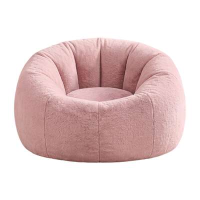 Faux Fur Bean Bag Cover Large Round Pink | EXTG