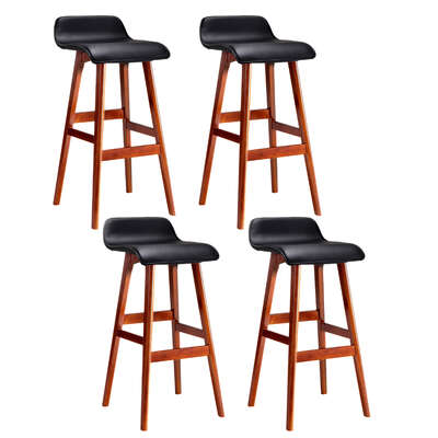 4x Bar Stools Wooden Stool Black Sleek and Durable