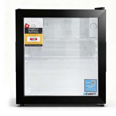 Bar Fridge 40L Glass Door Mini Cooler Countertop Black