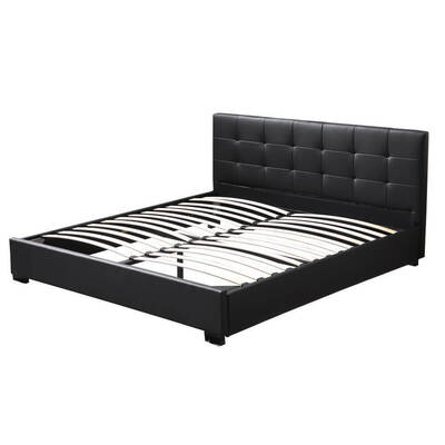 Gas Lift Bed Frame Premium PU Leather Base Mattress Storage King Size