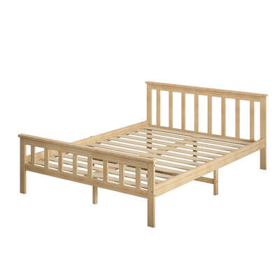 Luxury Wooden Bed Frame Queen Size Mattress Natural - Foldable