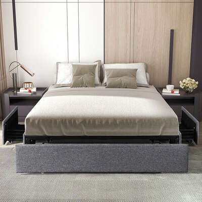 King Size Fabric Bed Frame 206x188x30cm