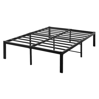 Contemporary Metal Bed Frame Heavy Duty Storage Space - Wood Finish