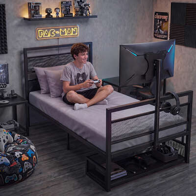 Gaming Bed Frame Single Rotating TV Mount 32in | EXTG