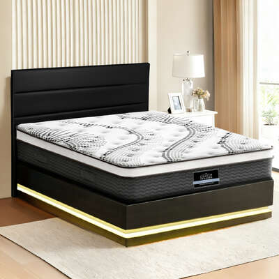  RGB LED Queen Bed Frame with 32cm Giselle Mattress Set - Stylish