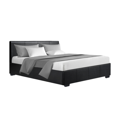  Double Size PU Leather and Wood Bed Frame Headboard - Black