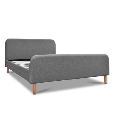 Double Size Fabric and Wood Bed Frame Headboard - Grey