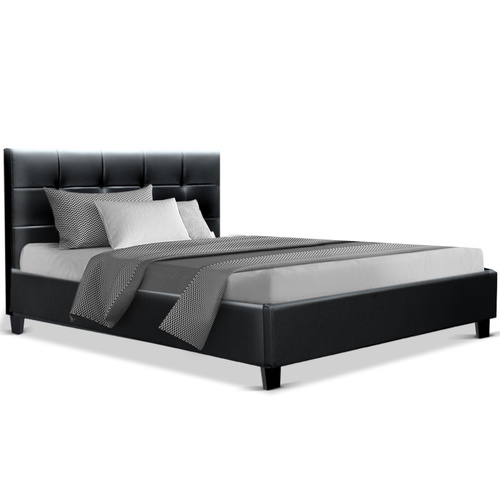 King Single Size Bed Frame Base Mattress Platform Black Leather Wooden SOHO