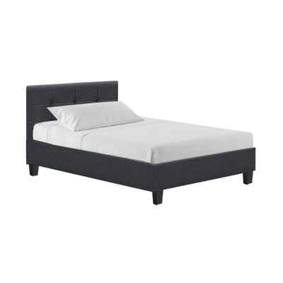 Bed Frame Single Size Base Mattress Platform Fabric Wooden Charcoal SOHO