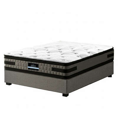 King Single Bed Frame Grey with 36cm Giselle Mattress Gas Lift Storage