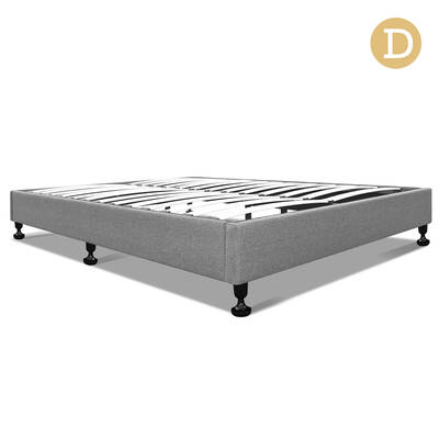 Double Size Fabric and Wood Bed Frame - Grey