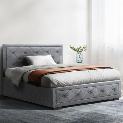 Bed Frame King Single Size Gas Lift Storage Mattress Grey