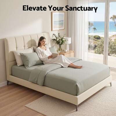 Queen Bed Frame Tufted Velvet Headboard 300kg | EXTG