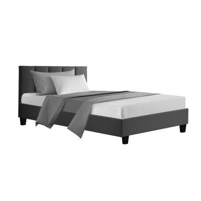 Bed Frame King Single Size Mattress Base Platform Fabric Wooden Charcoal