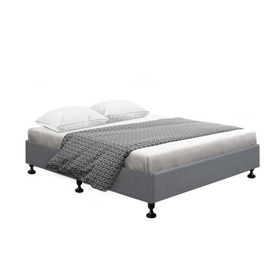 Bed Frame Base Double Size Mattress Wooden Fabric Grey
