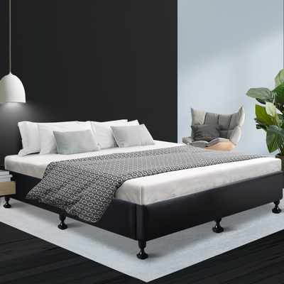 Wooden Bed Frame Base Queen Size Mattress Black