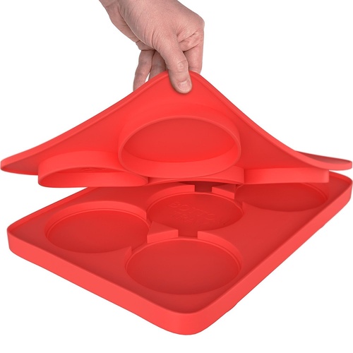 Round Silicone Burger Press with 5 Circular Divisions RED