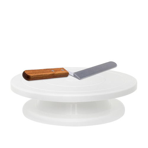 Revolving Cake - Decorating Tool with Spatula and Icer White