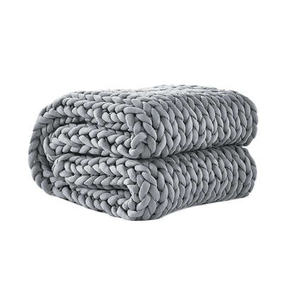 Compact Knitted Weighted Blanket Chunky Grey Kids  Scandi Inspired
