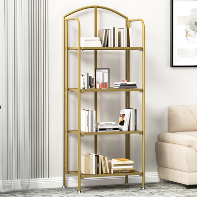 Display Shelf Bookshelf Foldable Gold