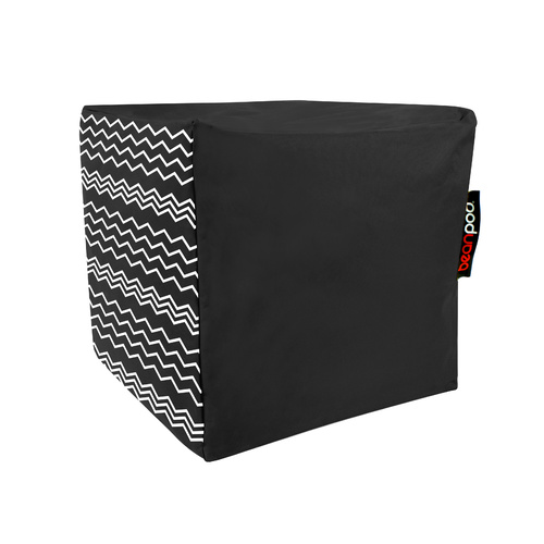 Bean Pod Cube 45 x 45 x 45cm Zig Zag Pattern Black