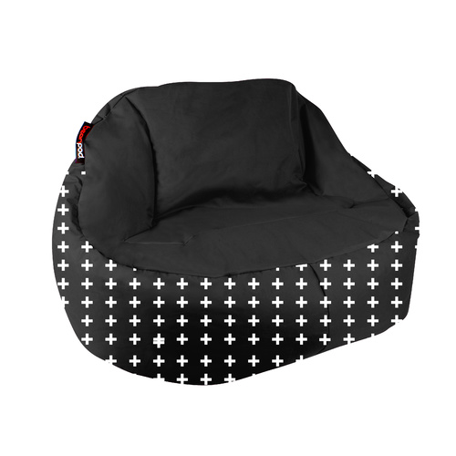 Bean Pod Luxe 120 x 80 x 80cm Crosses Pattern Black