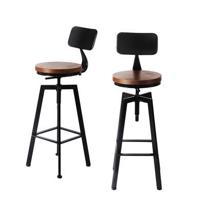 Contemporary 2x Bar Stool Kitchen Wooden Metal  Sleek Modern Look