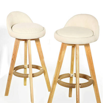 4x Leather Swivel Bar Stool Kitchen Stool Dining Chair Barstools Cream