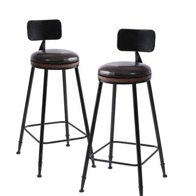 2x Industrial Bar Stool Kitchen Stool Barstools Dining Chair High Back
