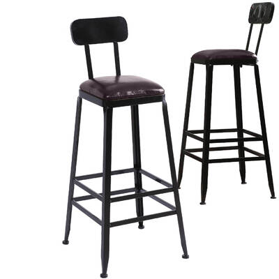 2x Industrial Bar Stool Kitchen Stool Dining Chair High Back