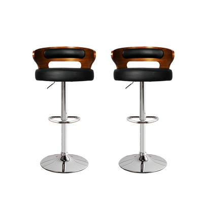 1x Kitchen Bar Stools Gas Lift Black Silver