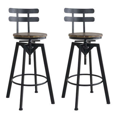 Ergonomic 2x Bar Stool Industrial Adjustable - High Back Support