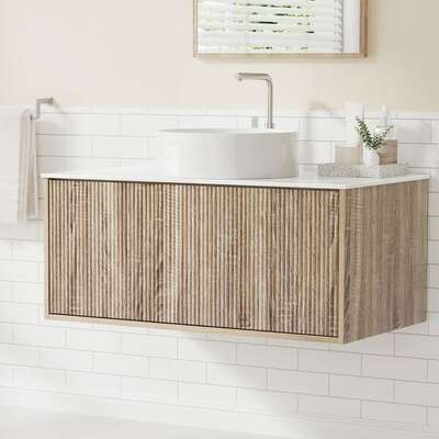 Modern Oak Vanity Unit 915mm with Integrated Basin  Contemporary Bathroom Furniture