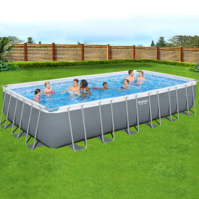 732x366x132cm Steel Frame Above Ground Pool w/ Ladder 30045L