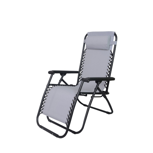2 Sets of Zero Gravity Outdoor Foldable Reclining Chair Grey