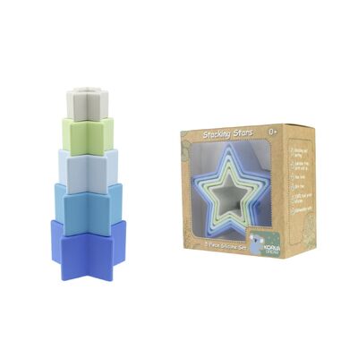 Stacking Stars 5 Pc Silicone Set-Blue/Green