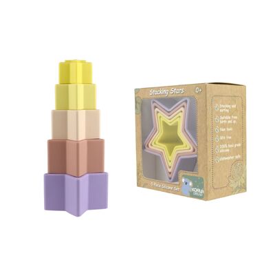 Stacking Stars 5 Pc Silicone Set-Purple/Yellow