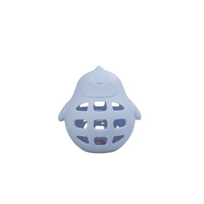 Silicone penguin rattle blue