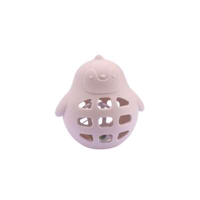 Silicone penguin rattle pink