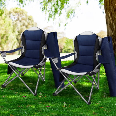 Set of 2 Portable Folding Camping Armchair - Navy