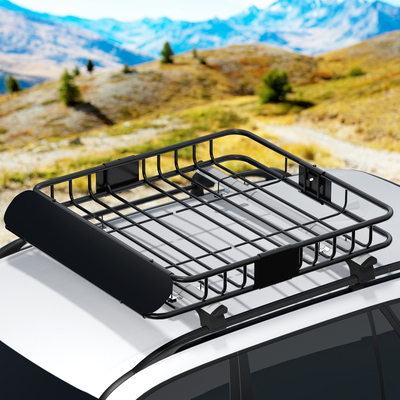 Car Roof Rack Basket Luggage Vehicle Cargo Carrier 111Cm Black