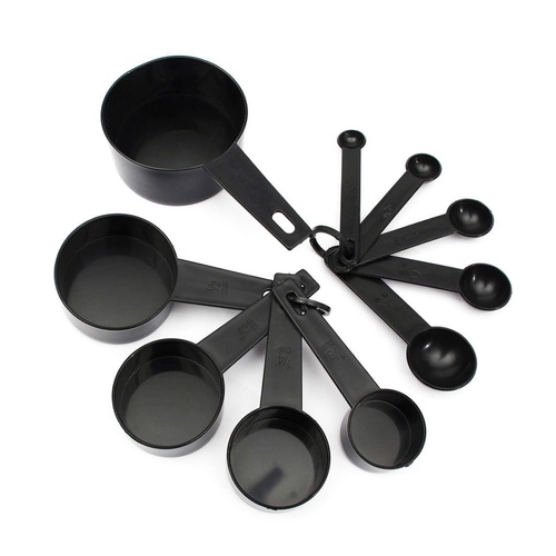 10pcs Plastic Measuring Spoons Cups Set Baking Tools Black