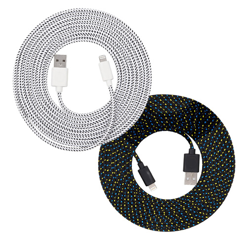 2 x 3m USB iPhone Nylon Charger Cables