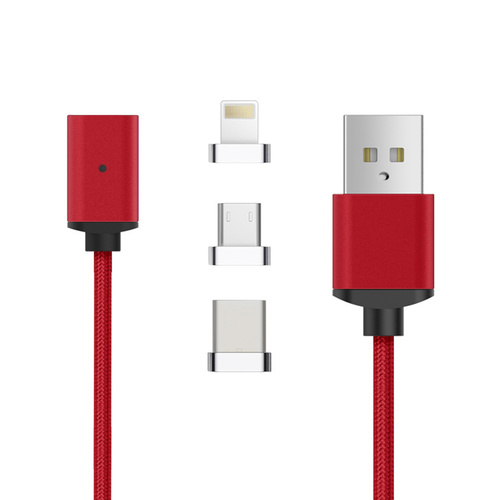 1m 3 in 1 Micro USB, 8 Pin Lightning USB Type C Magnetic Data Charger Cable Gold