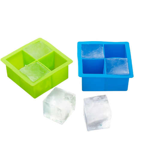 Large Silicone Whisky Ice Cube 4 x Mould Tray (White Blue Green Orange)