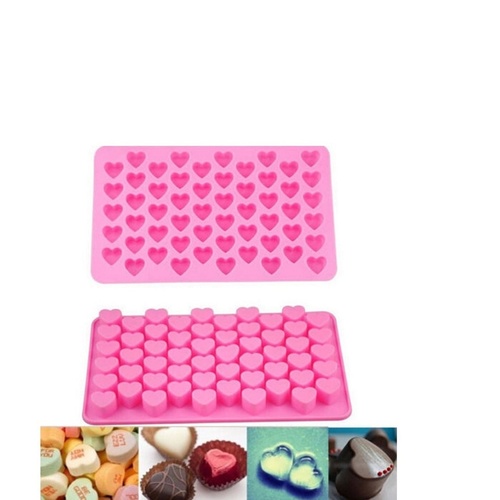 55 Heart Cake Chocolate Cookies Ice Cube Pink Silicone Mold Tray Baking Mould