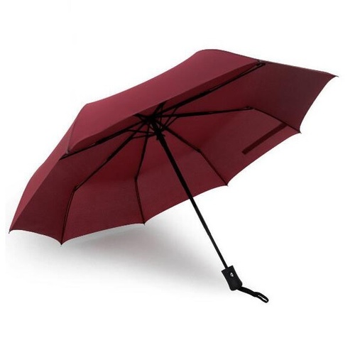 Travel Umbrella - Windproof Reinforced Canopy Auto Open/Close Wine Red