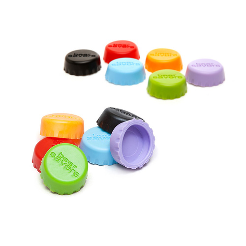 12 x Silicone Beer Savers Bottle Stoppers (Green Orange Purple Red Black and Blue)