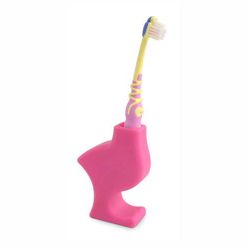 Creative Kids Animal Toothbrush Holder Stand - Cute Bird Design Pink